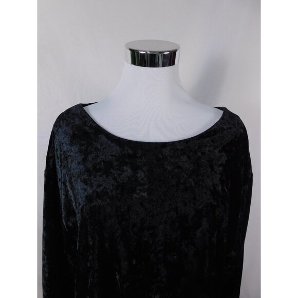The Lounge Collection Shirt Womens Large Black Crushed Velvet Boatneck Velour - Picture 3 of 12